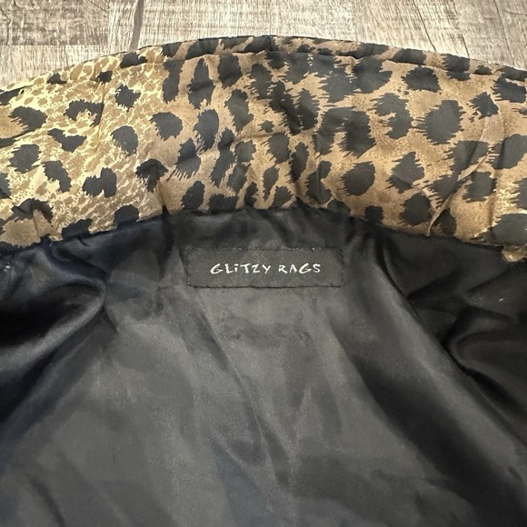Glitzy Rags Vintage Leopard Print Puff Jacket Buttons Pockets USA Womens Size S - Picture 9 of 13